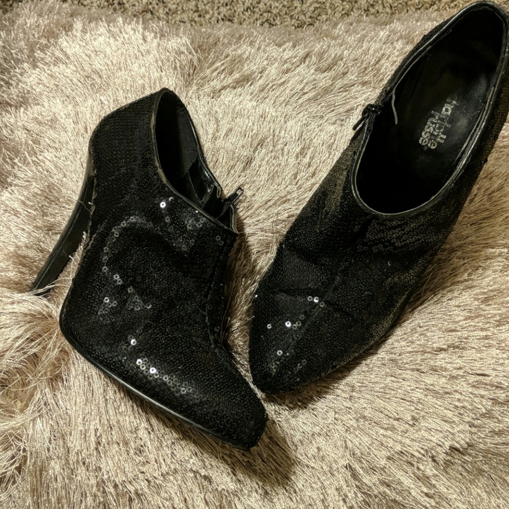 Charlotte Russe black sequin booties